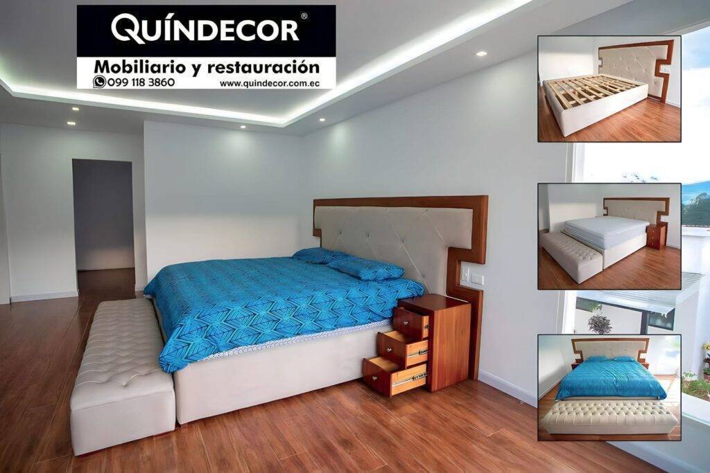Habitación con cama celeste